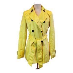 INC International Concepts SZ M Bright Yellow Belted Trench Rain Coat